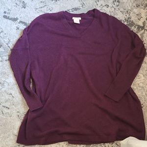 Purple oversized v-neck sweater